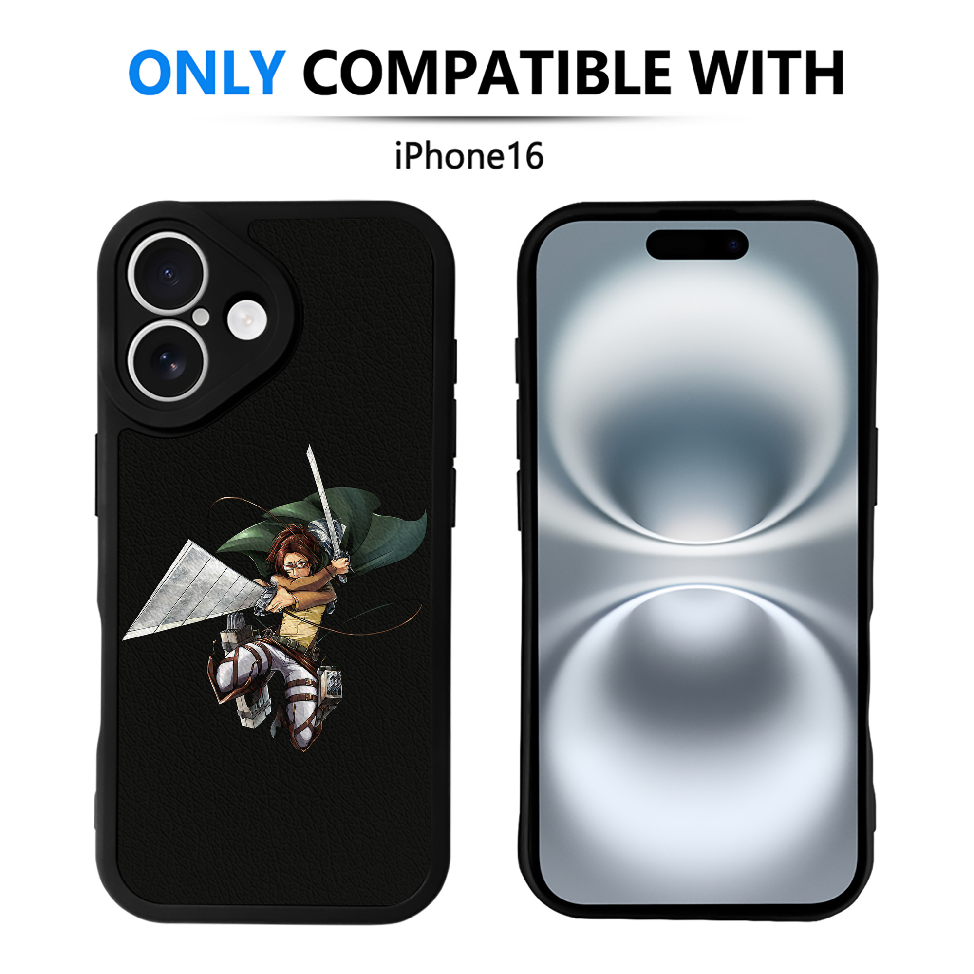 （画像用） 進撃の巨人 ハンジ·ゾエ Attack on Titan Hanji Zoe 【iPhone 16シリーズ対応】シリコンスマホケース（レザー調） 材質：シリコン